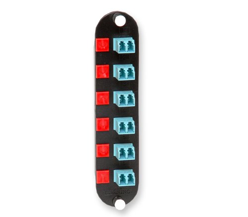 Corning LANscape CCH Patch Panel with 6 LC Duplex 10Gig Aqua OM3/OM4 Multimode 50 Adapters (Ceramic Insert) CCH-CP12-E4
