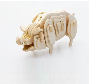 

Qiyun 3-D Wooden Puzzle- Children and adult's educational building blocks puzzle toy Pig model