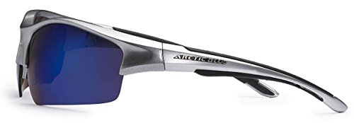 Half Frame Arctic Blue Sport Wrap Around Sunglasses with Ice Lens