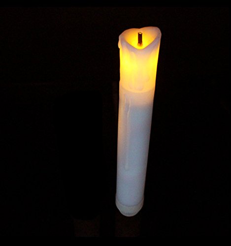 

Youngerbaby Mini Battery Operated Wax Dipped White Body LED Taper Candles - Amber Flickering Led -Batteries Not Included