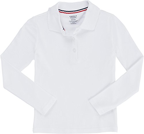 French Toast School Uniform Girls Long Sleeve Polo Interlock with Picot Collar