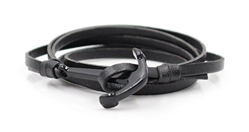 Golastartery Alloy Anchors Bracelets Punk Leather Bangle Cuff Bracelets For Men