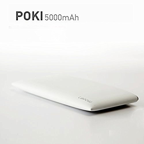 Lepow POKI Portable External Battery Pack, Travel Charger and Power Bank 5,000 mAh - Compatible with Apple iPhone, Apple iPad, Samsung and Other Smart Devices (White) ¡­