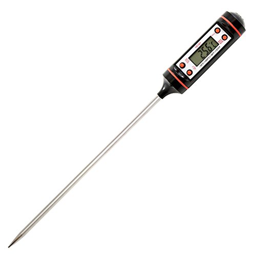 Beelike Digital Meat Thermometer BBQ Thermometer Kitchen Cooking Probe in Teal Digital LCD, Fast Data Access, Accurate Instant Read for Kitchen Cooking, BBQ Meat, Wine, Milks, Other Liquids (Black)