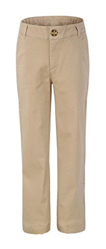 Bienzoe Girl's School Uniforms Cotton Stretchy Twill Adjust Waist Flat Front Pants