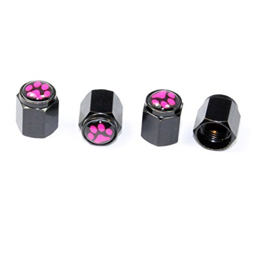 Cutequeen paw print Black Tire Air Valve Caps Fit All Schrader valve(Pack of 4)