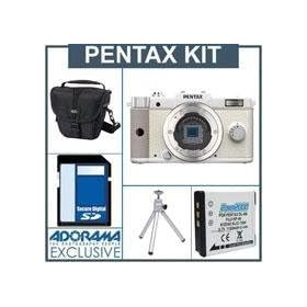 Pentax Q Compact Digital Camera with Standard 5-15mm F2.8-4.5 Zoom Lens, White - Bundle - with Lowepro Rezo TLZ-10 Holster-Style Bag, SanDisk 16GB Ultra SDHC UHS-I Memory Card, Two Section Table Top Tripod & Replacement Li-Ion Battery