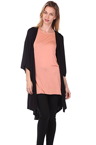

[Fits Cloth] Black Womens Light Weight Short Sleeved Kimono Cardigan