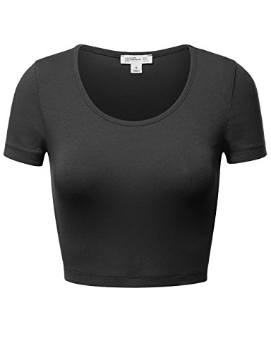FPT Womens Basic Short Sleeve Crewneck Crop Top