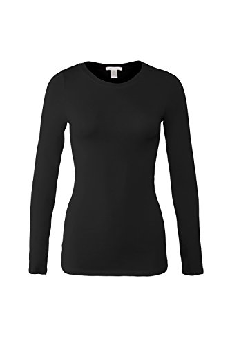 Bozzolo Women's Basic Round Neck Warm Soft Stretchy Long Sleeves T Shirt