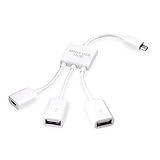 kwmobile 3in1 micro USB OTG hub adapter for Smartphone / Tablet micro USB splitter in white - for example compatible with Apple, Samsung, Lenovo, Asus, Huawei, Amazon, Acer, Microsoft, Sony, LG