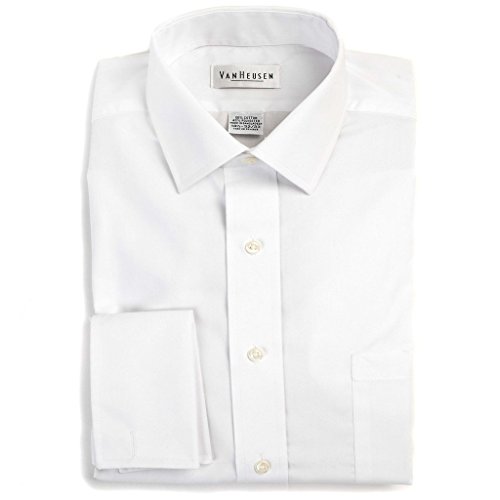 Van Heusen Men's Regular Fit Wrinkle Free Broadcloth French Cuff Solid Dress Shirt