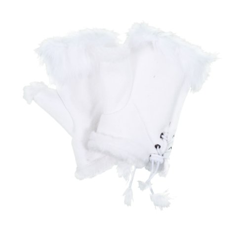 

New Ladies Winter Warm Fingerless Mitts Gloves with Rabbit Fur, Xmas Gifts