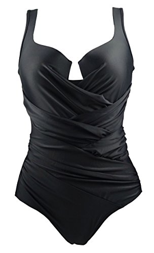 Cocoship Inspired Sweetheart Neckline One Piece Maillot Surplice Swimsuit(FBA)