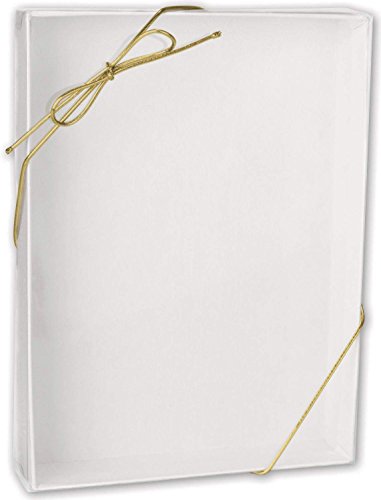 10 White Shirt and Apparel Boxes with 10 Ribbon Bow Stretch Loops (Gold)