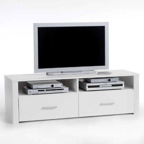 Meuble TV TENNO 2 tiroirs + 2 niches, blanc Meuble TV TENNO 2 tiroirs + 2 niches, blanc
