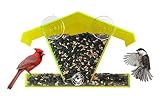 Grateful Gnome - Window Bird Feeder - Massive Yellow Transparent Acrylic Winged Window Bird Feeder. Clear Acrylic House for Small or Large Wild Birds Like Cardinals, Finch, and Chickadees - Best Unique and Unusual Window Bird Feeder Out There - Cool (Virtually Squirrel Proof) Platform Tray Station for Backyard Window..