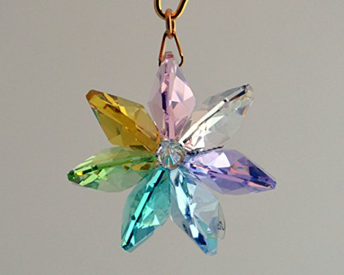 Light Rainbow Daisy Ornament with Austrian Crystal