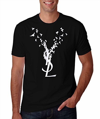 Ysl Yves Logo Bird Black Tshirt For Man L