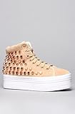 Jeffrey Campbell The Studded Homg Sneaker in Nude Suede and Rose Gold,Sneakers for Women