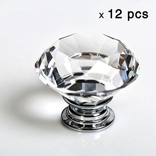 

12pcs Diamond Shape Crystal Glass 30mm Drawer Knob Pull Handle Usd for Caebinet, Drawer