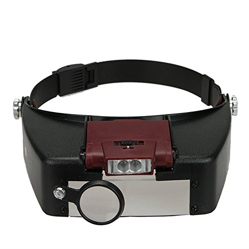 

10X Lighted Magnifying Glass Headset LED Light Head Headband Magnifier Loupe
