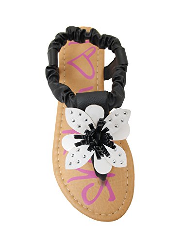 CELINE-21 Little Girls Thong Flat Sandals with Flower