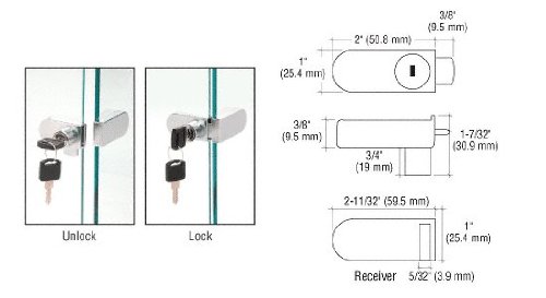 C.R. LAURENCE 255CHKA CRL Chrome No-Drill Showcase Lock - Keyed Alike