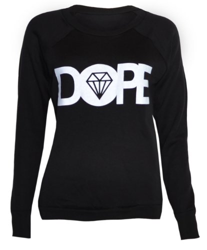 Womens Dope Sweater Jumper Top (8/10 (UK12/14), BLACK)