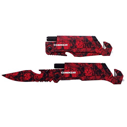 Survival Knife Best 6-in-1 Tactical Pocket Folding Knife with LED Light Folding Knife Outdoor Survival Camping Huting Kinfe with Seatbelt Cutter ,Glass Breaker & Magnesium Fire Starter comenzar