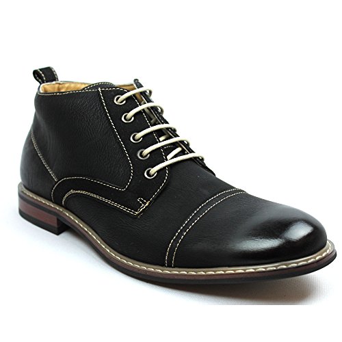 Ferro Aldo Black Cap Toe Men's Dress Ankle Boots Italian Design Leather Lining New 506013