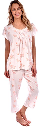 Patricia Women's Pleated Knit Top and Capri 2 Piece Pajama Set