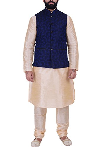 Algopix Similar Product 6 - KISAH Mens Indian Dupion Silk Kurta