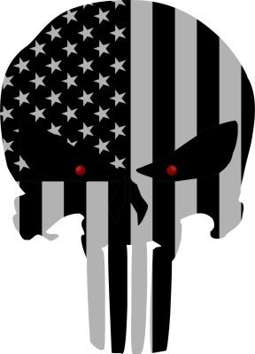 Subdued US Flag Punisher Skull Reflective Decal 8