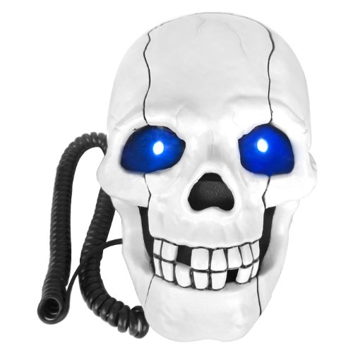 

Smays Fearful Matte Skull Shape Novelty Cord Phone Telephone - White Color