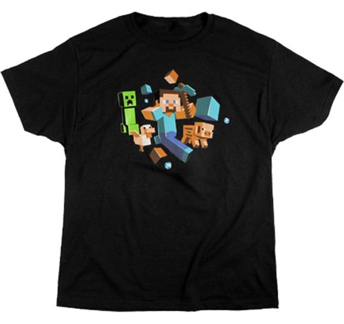 Jinx Minecraft Run Away Glow In The Dark Adult T-Shirt Vintage Coal