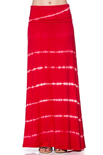 Womens High Waisted Spandex Tie Dye Maxi Skirt Long Skirts