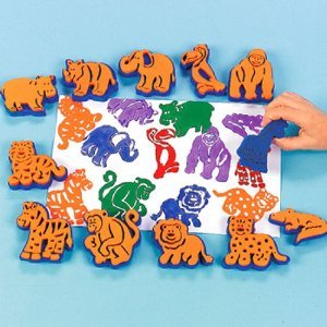 Fun Express Zoo Animals Stamps/Crafts/Birthday Party/Stampers/Stationary/Goody Bags Novelty (12 Count)