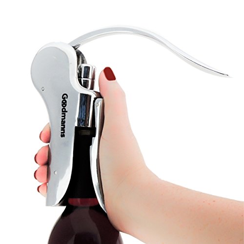 Rabbit Lever Corkscrew Wine Bottle Opener | Best as Waiters Vertical Screwpull | Chrome 3-pcs Wine Lovers Accessory Gift Set