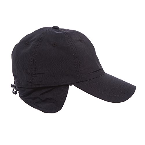 Water Repellent Winter Baseball Rain Hat - Ear Flaps, Fleece Lining & Drawstring