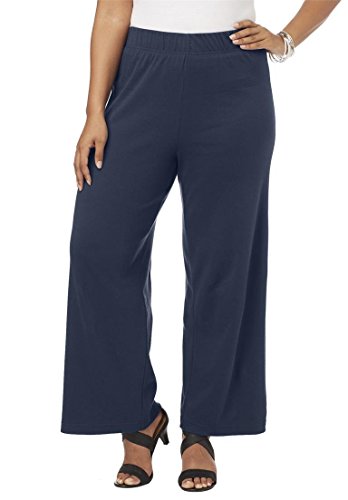 Roamans Women's Plus Size Soft Knit Wide Leg Pants