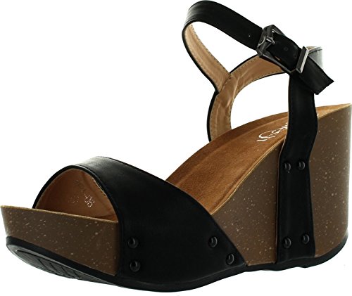 Refresh MARA-06 Women's Ankle Strap Comfort Wide Band Platform Wedge Sandal