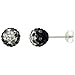 Sterling Silver Crystal Disco Ball Stud Earrings (8mm Round), Clear & Black