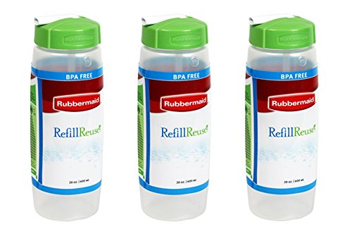 Rubbermaid Sipp'n Sort Refill-Reuse Squeezable Sport Bottle, BPA Free, 20 Oz (Pack of 3)