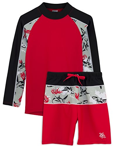 Tuga Boys UPF 50+ Tube L/S Rash Guard and Swim Short (UV Sun Protective)