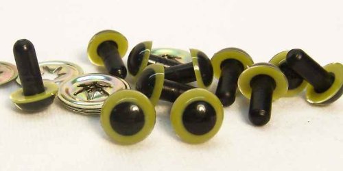 Sassy Bears 12mm Green Safety Eyes for Bear, Doll, Puppet, Plush Animal and Craft - 10 Pairs