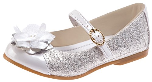 Pimpolho Little/Girl Toddler Princess Silver Ballet Mary Jane 6 M US