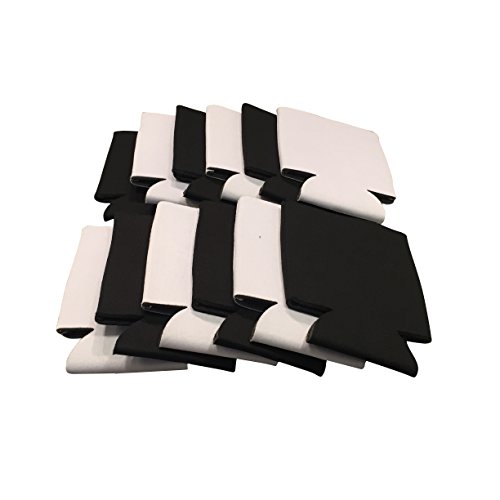 CSBD Assorted Wedding Colors Can Coolers Party Insulators for Beer and Soda (White & Black 12 Pack)