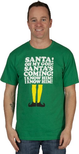 Elf Santa's Coming Mens T-shirt