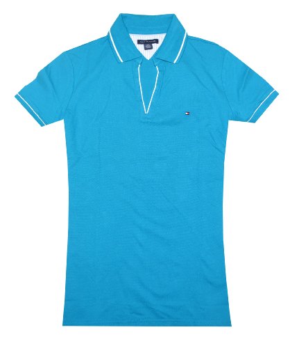 Tommy Hilfiger Women Fashion Mesh V-neck Logo Polo T-shirt